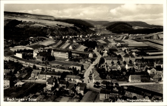 Postcard Beckingen Saar, aerial photograph