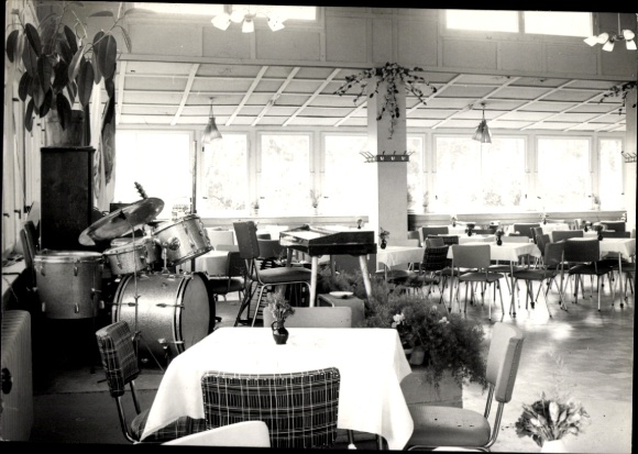 Postcard Werder an der Havel, Rauenstein restaurant, drums