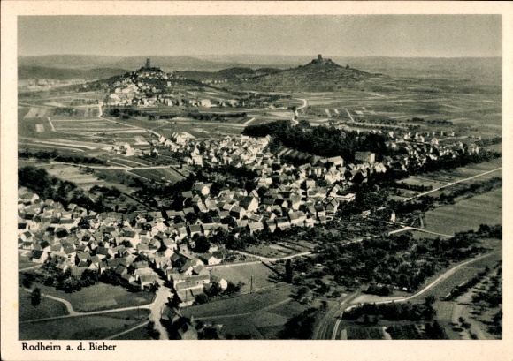 Postcard Rodheim Bieber Biebertal in Hesse, aerial photograph
