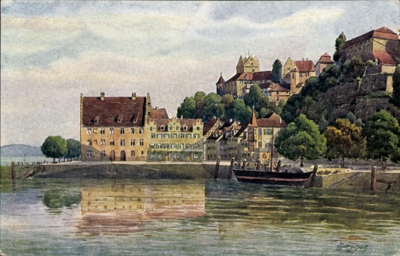 Kunstenaarskaart Marschall, V., Meersburg aan het Bodenmeer, kasteel