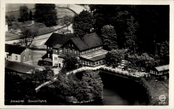 Ak Jonsdorf in der Oberlausitz Sachsen, Hotel Gondelfahrt, Luftbild