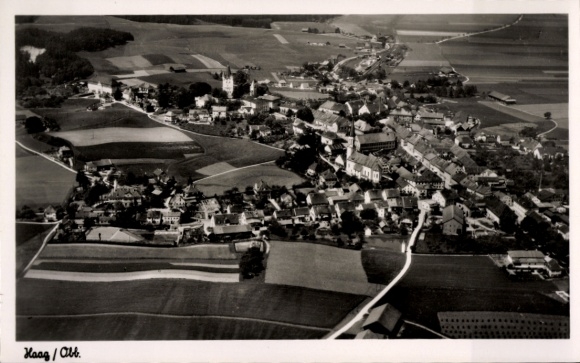 Postcard Haag in Upper Bavaria, aerial photograph