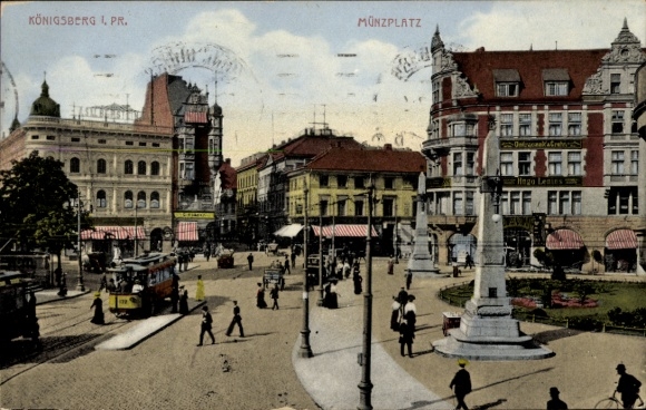 Ak Kaliningrad Königsberg Ostpreußen, Münzplatz, Straßenbahn