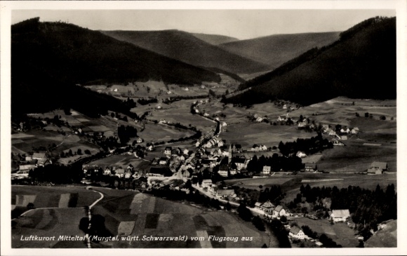 Ak Mitteltal Baiersbronn im Schwarzwald, Fliegeraufnahme, Murgtal