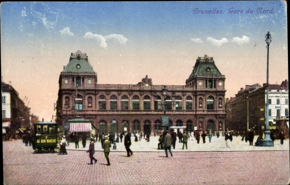 Ak Bruxelles Brussel, Gare du Nord, Nordbahnhof, mensen