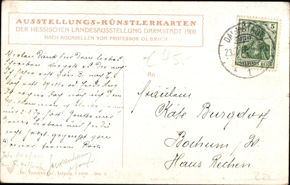 PC Darmstadt in Hessen, state exhibition 1908, Oberhessisches Haus, designed by Olbrich