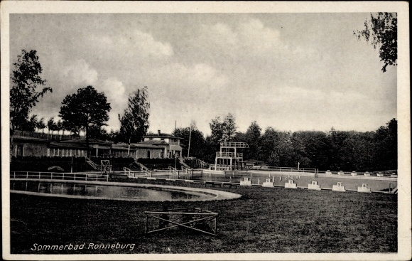 Postcard Ronneburg in Thuringia, summer bath