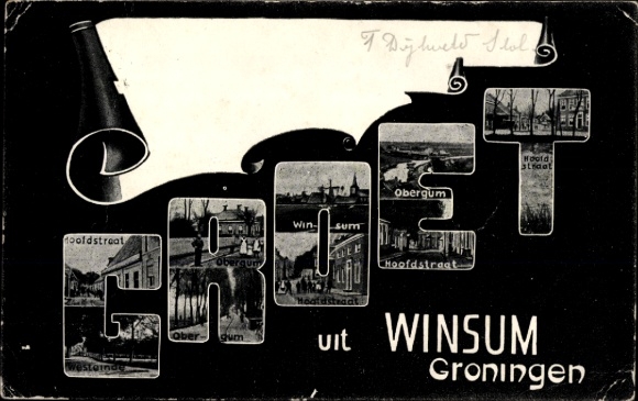 Letters Postcard Winsum Groningen Netherlands, Hoofdstraat