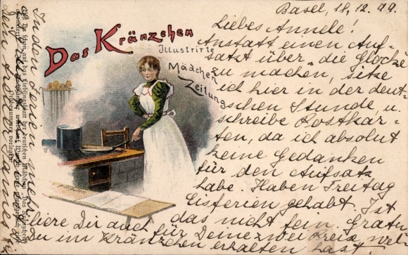 Litho Das Kränzchen, Illustrierte Mädchen-Zeitung