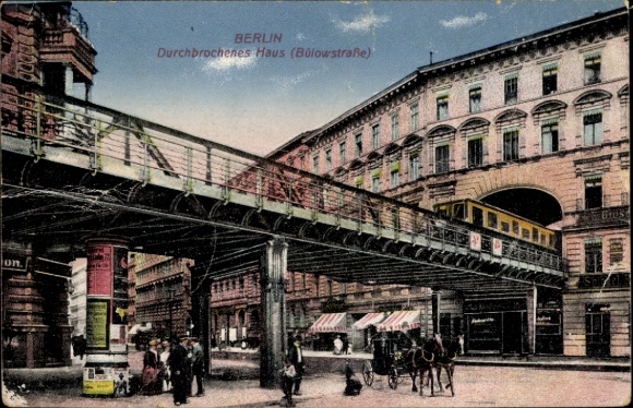 Postcard Berlin Schöneberg, Bülowstraße, passage of the elevated railway