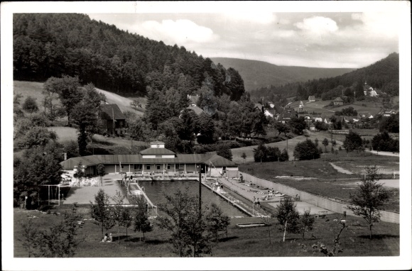 Postcard Bad Herrenalb in the Black Forest, swimming pool