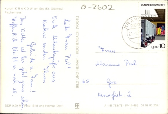 Postcard Krakow am See in Mecklenburg, fisherman&#39;s house