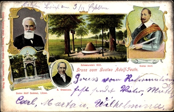 Ak Lützen im Burgenlandkreis, Gustav Adolf Denkmal, Schwedenstein, Gustav Adolf Fest, Grossmann