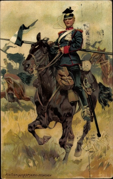 Künstler Ak Hoffmann, A., Garde Ulanen Regiment, feldmarschfähig