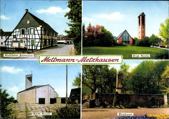 PC Metzkausen Mettmann in the Rhineland, Gaststätte Feldmann, church, monument