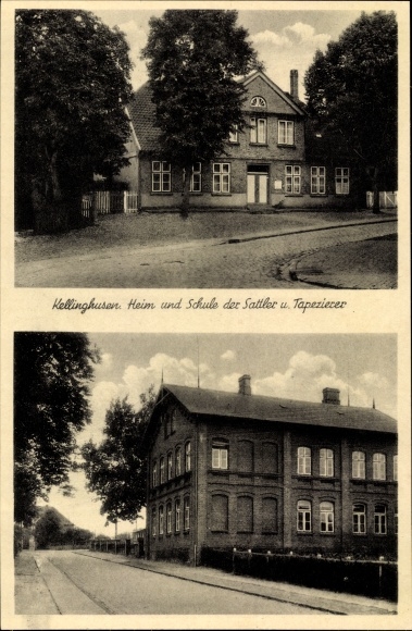 Postcard Kellinghusen in Holstein, home and school of saddlers and upholsterers