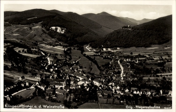 Postcard Klingenmünster on the Palatinate Wine Route, aerial photograph