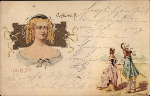 Artist Postcard Coiffure 5, Louis XIV