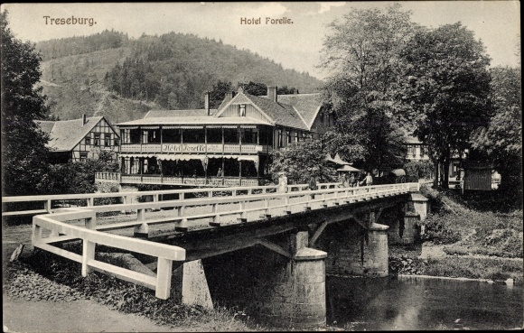 Ak Treseburg Thale im Harz, Hotel Forelle