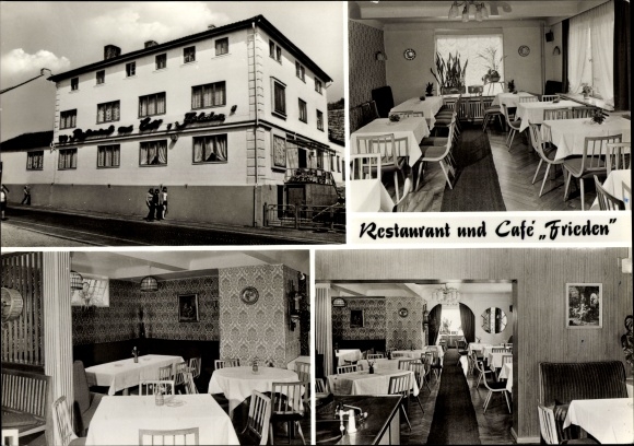Postcard Schweina Bad Liebenstein in the Wartburg district, restaurant and café Frieden