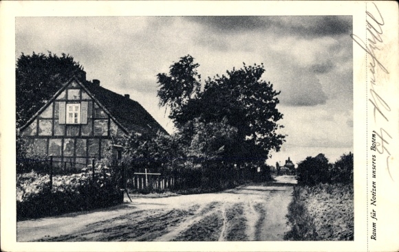 Postcard Berlin Spandau, Altonaer Straße, half-timbered house
