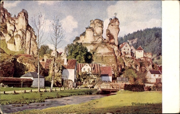 Artysta KP Tüchersfeld Pottenstein Górna Frankonia, domy ze skałami