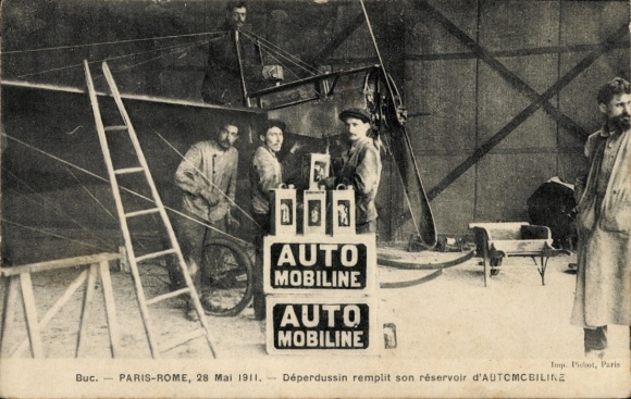 Ak Buc Yvelines, Auto Mobiline, Déperdussin, 28 Mai 1911, Paris-Rome, Männer in Werkstatt
