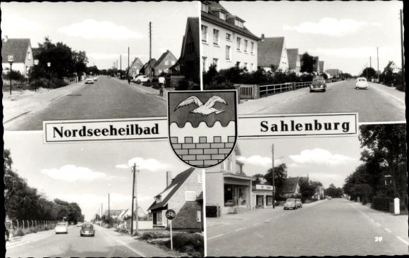 Coat of arms Postcard Nordseebad Sahlenburg Cuxhaven, street views