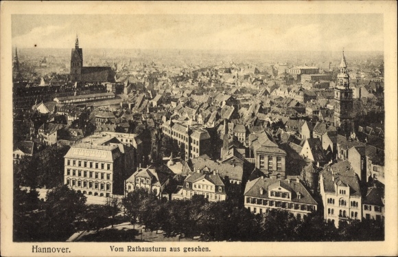 Postcard Hanover in Lower Saxony, panorama, seen from the town hall tower