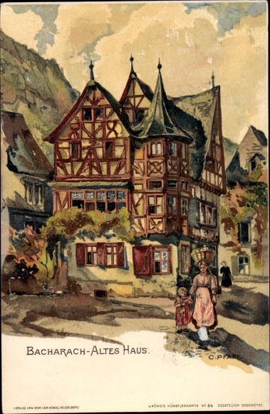 Artist Chromo-Litho Pfaff, C., Bacharach am Rhein, Old House