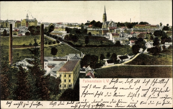 Ak Falkenstein im Vogtland, Totalansicht, Kirche