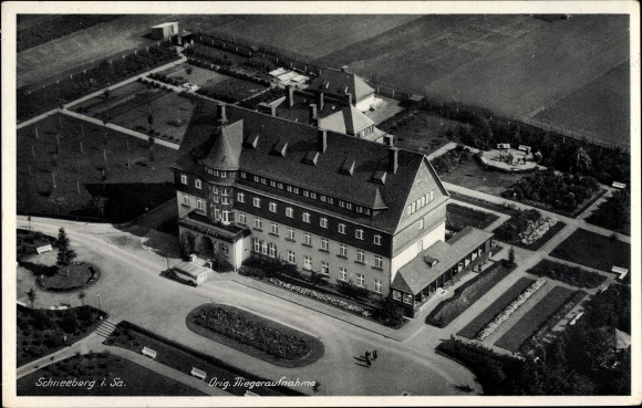 PC Schneeberg in the Ore Mountains, aerial photograph of a rheumatism sanatorium