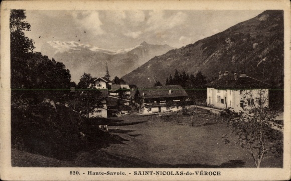 Ak Saint Nicolas de Veroce Haute Savoie, Teilansicht