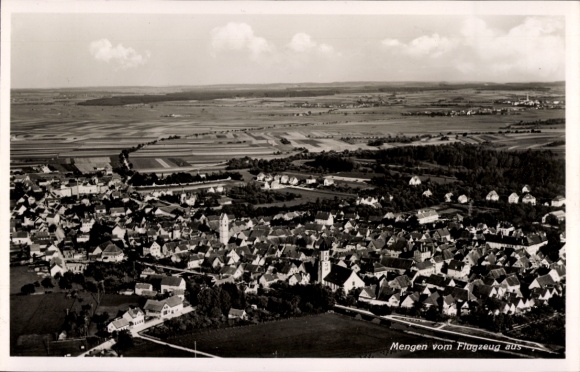 Postcard Mengen in Upper Swabia Württemberg, aerial photograph