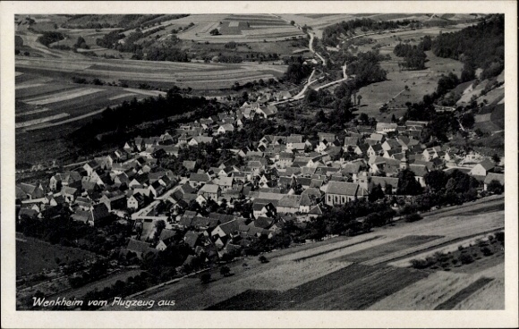 Postcard Wenkheim Werbach an der Ta, aerial photography