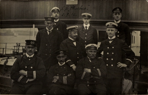 foto ansichtkaart matrozen in uniform, SS Phoebus, Rotterdam 2.9.1912