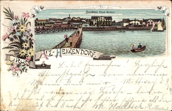 litho Heikendorf aan het Kieler Fjord, Strandhotel Ernst Becker