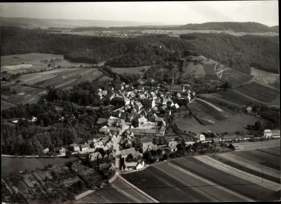 Postcard Castell Unterfranken, aerial photograph of Scherede, a district of Castell in the Steigerwald.