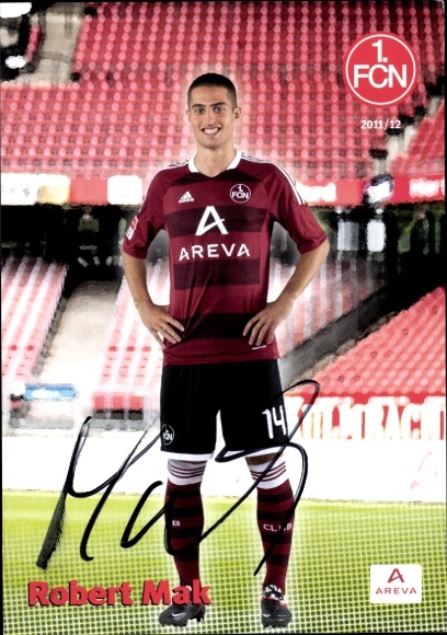 Autograph card footballer Robert Mak, 1. FC Nuremberg, autograph