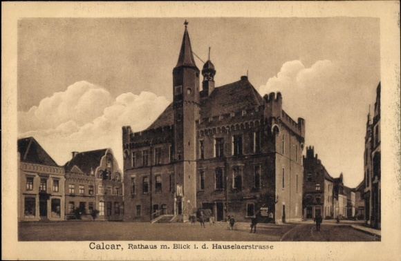 Postcard Kalkar am Niederrhein, Town Hall, Hauselnerstraße