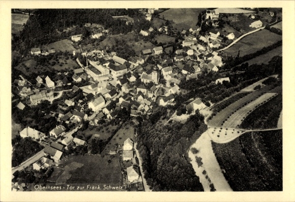 Ak Obernsees Mistelgau Oberfranken, Fliegeraufnahme
