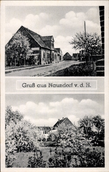 Postcard Naundorf in front of the Haide Scheuder in Anhalt, Gasthof Erholung, shop Ewald Bliedtner