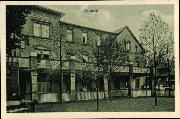 Ak Mohorn Wilsdruff Sachsen, herstellingsoord Tännichtmühle, terras