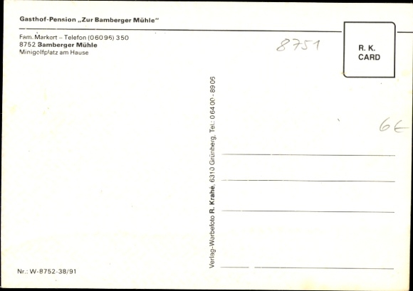 Postcard Kleinkahl in Lower Franconia, Bamberg mill, terrace, guest room, mini golf