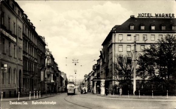 Ak Zwickau in Sachsen, Bahnhofstraße, Hotel Wagner