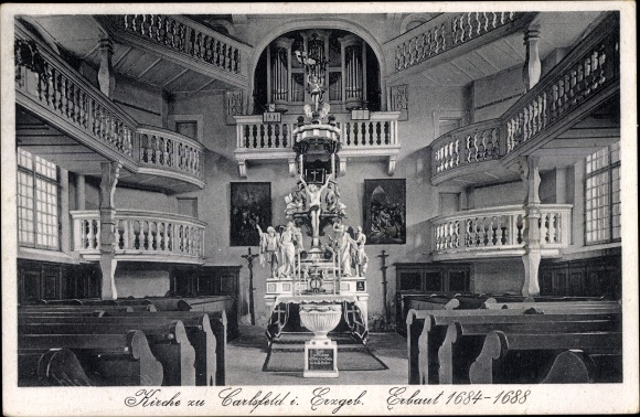 Ak Carlsfeld Eibenstock im Erzgebirge, Inneres der Kirche