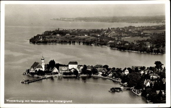 Postcard moated castle on Lake Constance Swabia, Nonnenhorn