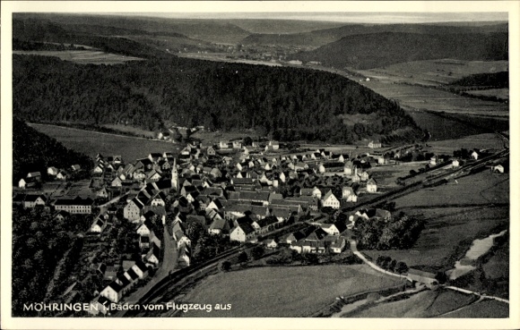 Postcard Möhringen in Baden Tuttlingen, aerial view of Baden, with landscape and houses