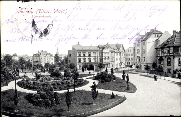 Postcard Ilmenau in Thuringia, Bismarckplatz