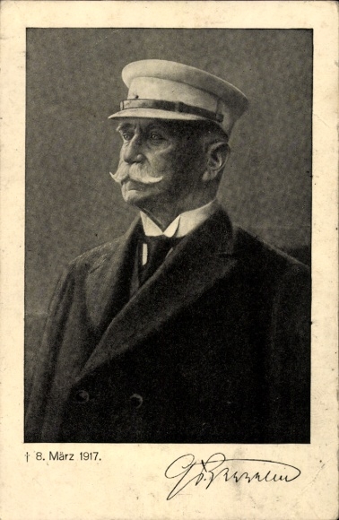 Postcard Ferdinand Graf von Zeppelin, date of death 8 March 1917